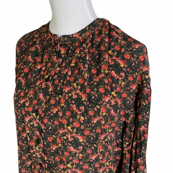 Something Navy Floral Long Sleeve Peasant Blouse - Picture 6 of 10
